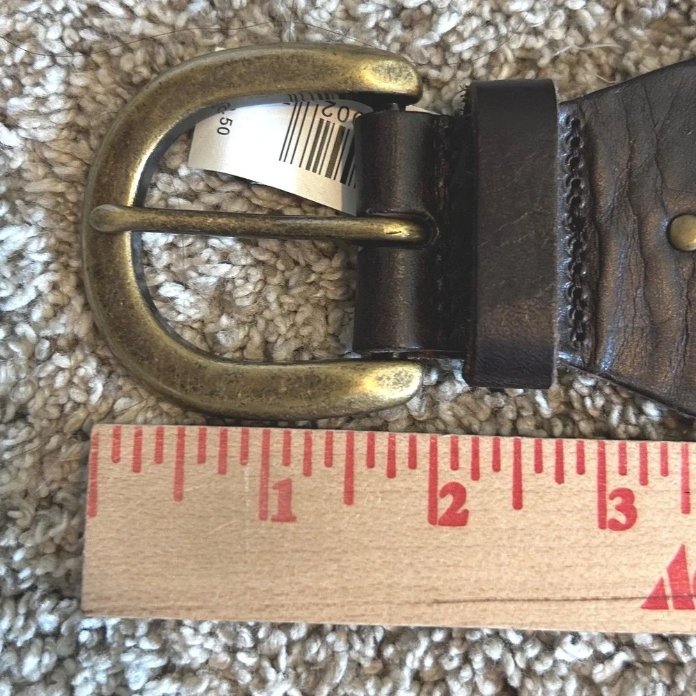 Gap Boho Hippie Brown Woven Braided Leather Belt Wide Brass Buckle Sz S